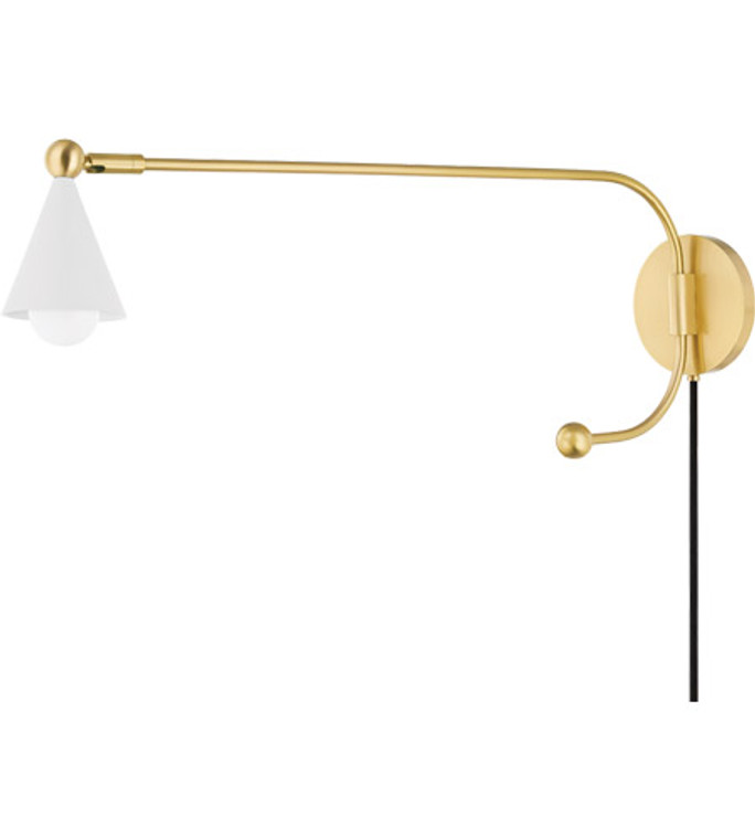 Mitzi 1 Light Portable Wall Sconce in Aged Brass/Soft White HL681201-AGB/SWH