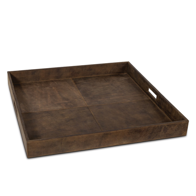 Regina Andrew Derby Square Leather Tray in Brown 20-1507BRN