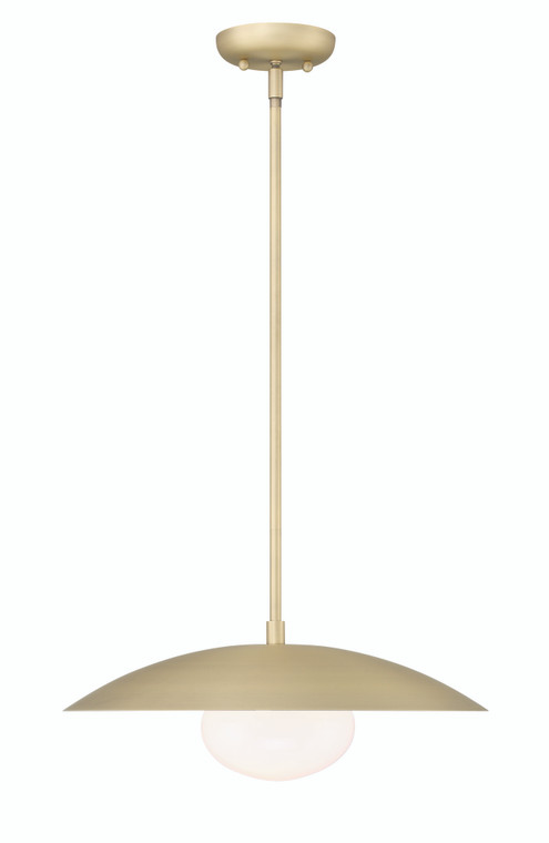 Lumanity Lighting Declan Modern Disc Satin Brass 18" Pendant Ceiling Light  in Plated Classic Satin Brass, Off White Enamel  L090-0040