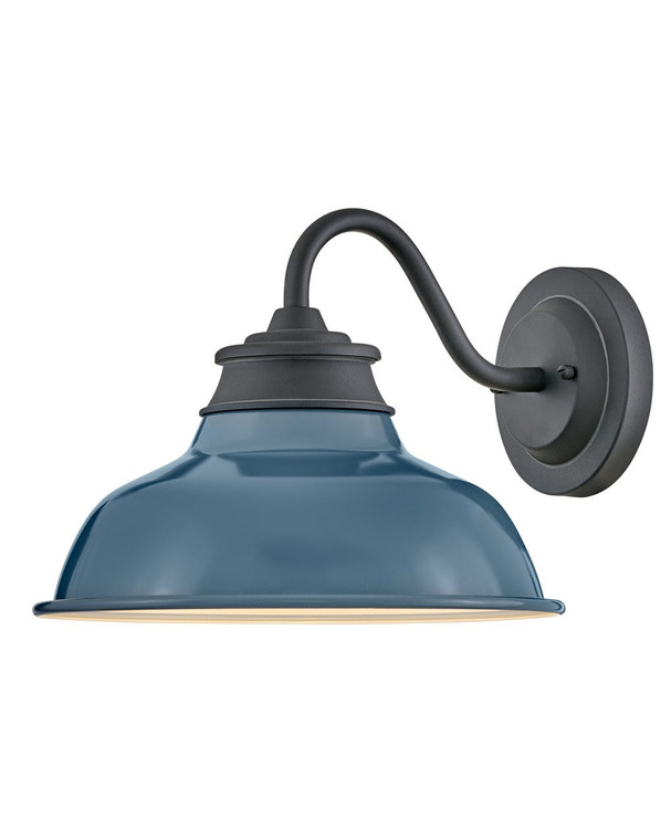 Hinkley Lighting Wallace Small Gooseneck Barn Light in Museum Black with Denim Blue accent 23080MB-DBU