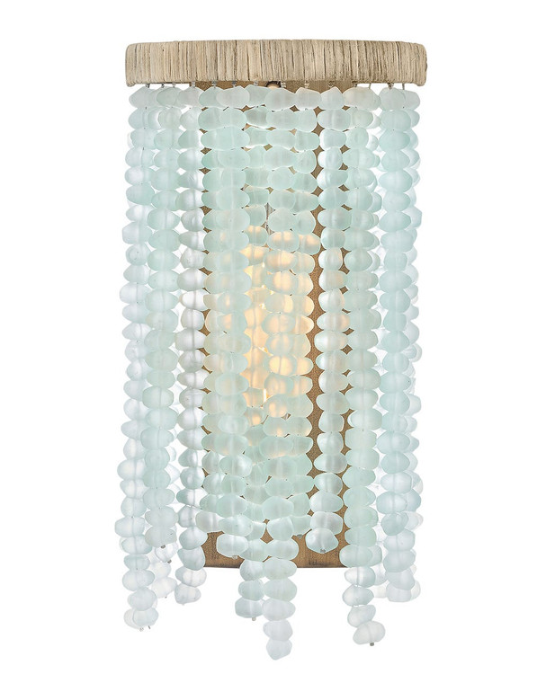 Hinkley Lighting Dune Single Light Sconce in Burnished Gold with Blue Sea Glass FR30200BNG-BG