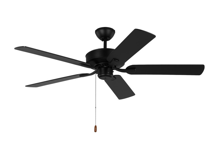 Generation Lighting Fan Linden 52'' traditional indoor midnight black ceiling fan with reversible motor in Midnight Black Pull Chain Operation, 3-speed, Manual Reverse Switch 5LD52MBK