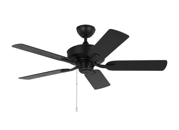 Generation Lighting Fan Linden 44'' traditional indoor/outdoor midnight black ceiling fan with reversible motor in Midnight Black Pull Chain Operation, 3-speed, Manual Reverse Switch 5LDO44MBK