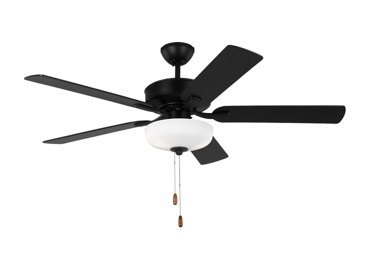 Generation Lighting Fan Linden 52'' traditional dimmable LED indoor midnight black ceiling fan with light kit and reversible motor in Midnight Black Pull Chain Operation, 3-speed, Manual Reverse Switch 5LD52MBKD