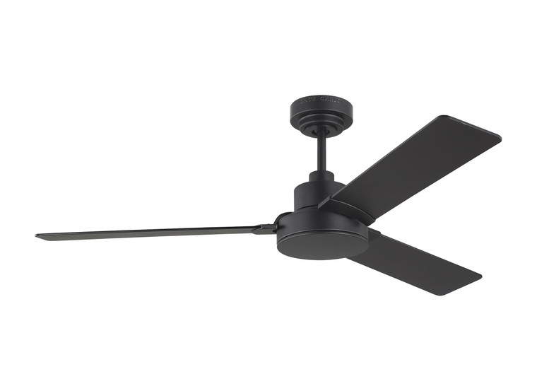 Generation Lighting Fan Jovie 52" Indoor/Outdoor Midnight Black Ceiling Fan with Wall Control and Manual Reversible Motor in Midnight Black Wall Mount Control, 4-speed, Dimmer and Manual Reverse 3JVR52MBK