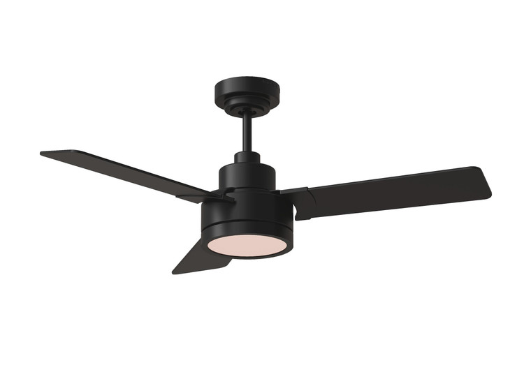 Generation Lighting Fan Jovie 44" Dimmable Indoor/Outdoor Integrated LED Indoor Midnight Black Ceiling Fan with Light Kit Wall Control and Manual Reversible Motor in Midnight Black Wall Mount Control, 4-speed, Dimmer and Manual Reverse 3JVR44MBKD