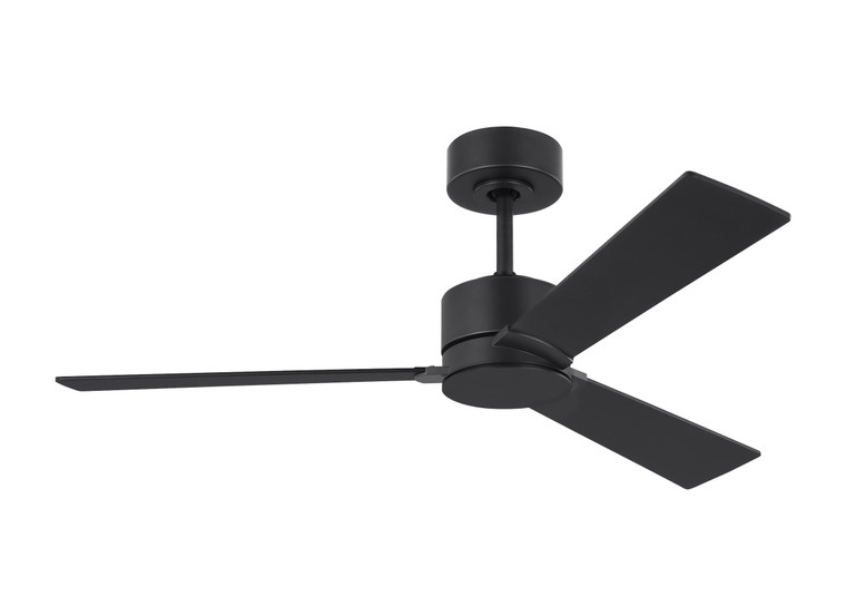 Visual Comfort Fan Rozzen 44" Indoor/Outdoor Midnight Black Ceiling Fan with Handheld Remote Control and Reversible Motor in Midnight Black Handheld Remote, 6-speed, Reverse and Dimmer 3RZR44MBK