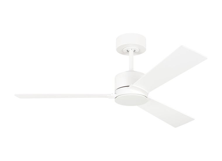 Visual Comfort Fan Rozzen 44" Indoor/Outdoor Matte White Ceiling Fan with Handheld Remote Control and Reversible Motor in Matte White Handheld Remote, 6-speed, Reverse and Dimmer 3RZR44RZW