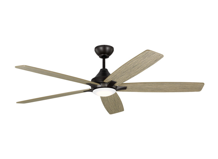Visual Comfort Fan Lowden 60" Dimmable Indoor/Outdoor Integrated LED Aged Pewter Ceiling Fan with Light Kit, Remote Control and Reversible Motor in Aged Pewter Handheld Remote, 6-speed, Reverse and Dimmer 5LWDSM60AGPD