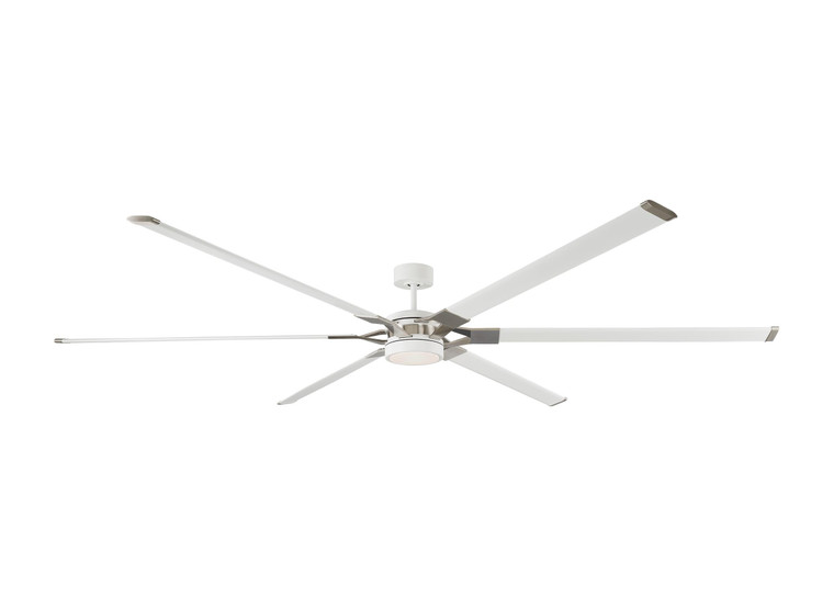 Visual Comfort Fan Loft 96 LED - Matte White w Brushed Steel in Matte White Handheld Remote, 6-speed, Reverse and Dimmer 6LFR96RZWD