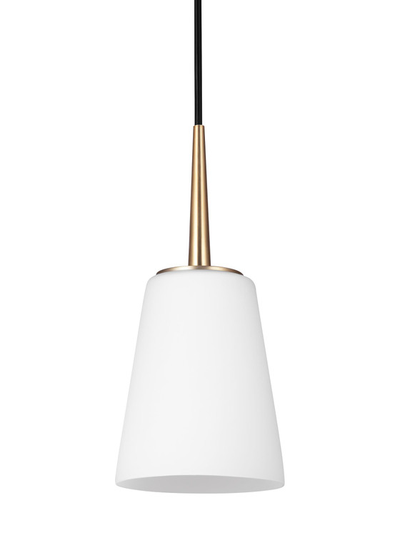 Generation Lighting Driscoll Contemporary 1 Light Pendant in Satin Brass GL-6140401EN3-848