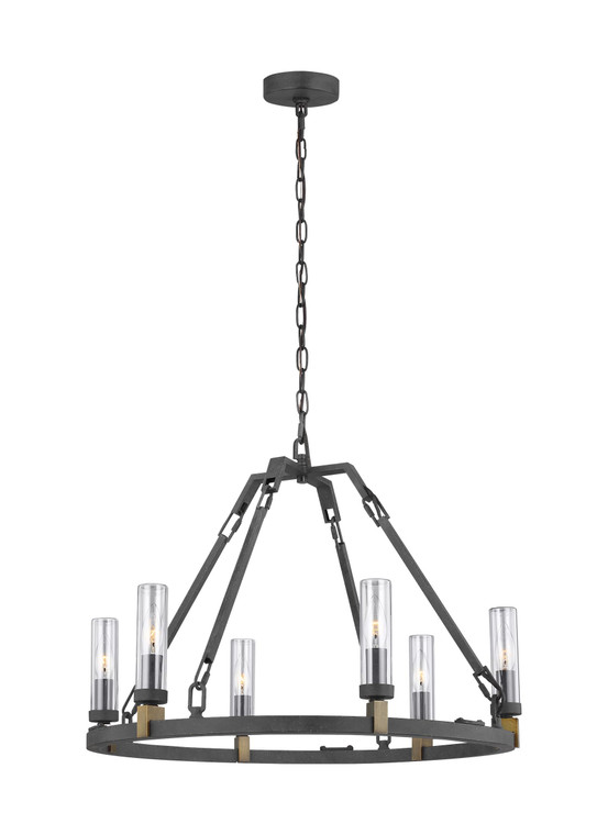 Visual Comfort Studio Sean Lavin Landen Transitional 6 Light Outdoor Fixture in Antique Forged Iron VCS-OLF3213/6AF
