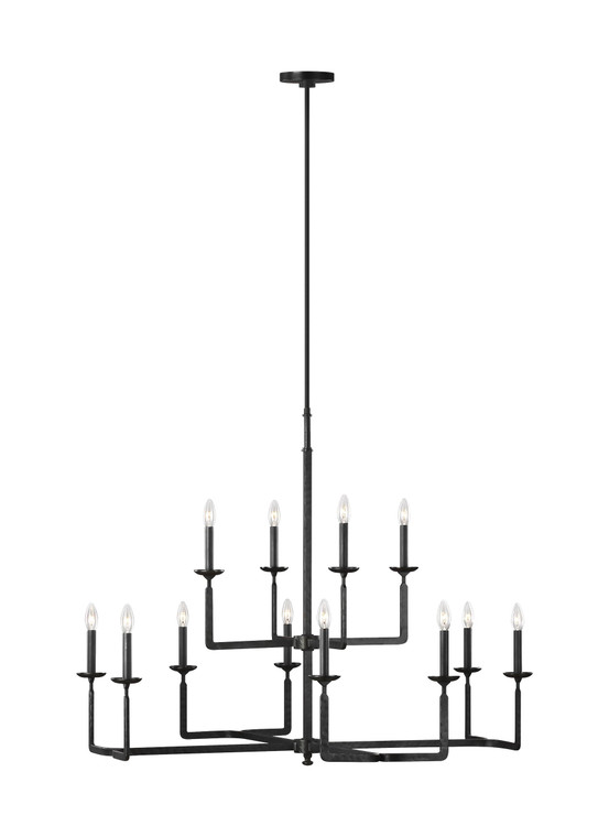 Generation Lighting Ansley Contemporary/ Modern 12 Light Chandelier in Aged Iron GL-F3290/12AI