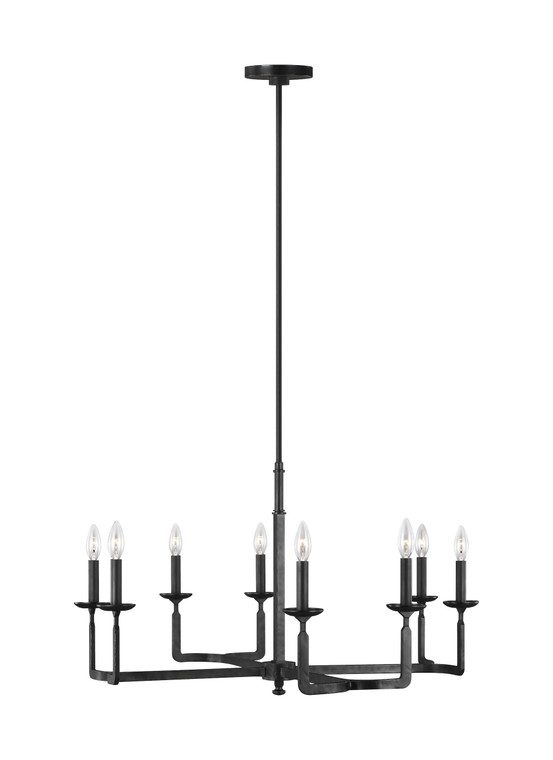 Generation Lighting Ansley Contemporary/ Modern 8 Light Chandelier in Aged Iron GL-F3291/8AI