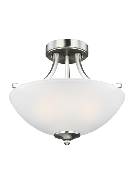 Generation Lighting Geary Transitional 2 Light Ceiling Fixture in Brushed Nickel GL-7716502-962