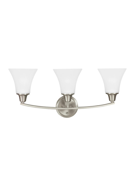 Generation Lighting Metcalf Transitional 3 Light Wall Bath Fixture in Brushed Nickel GL-4413203-962