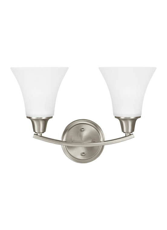 Generation Lighting Metcalf Transitional 2 Light Wall Bath Fixture in Brushed Nickel GL-4413202-962