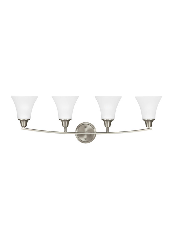Generation Lighting Metcalf Transitional 4 Light Wall Bath Fixture in Brushed Nickel GL-4413204-962