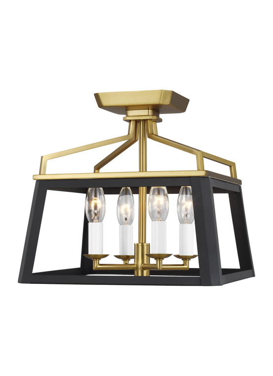 Visual Comfort Studio Chapman & Myers Carlow Transitional 4 Light Ceiling Fixture in Midnight Black VCS-CF1084MBKBBS