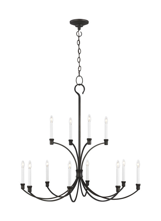 Visual Comfort Studio Chapman & Myers Westerly Traditional 12 Light Chandelier in Smith Steel VCS-CC10712SMS