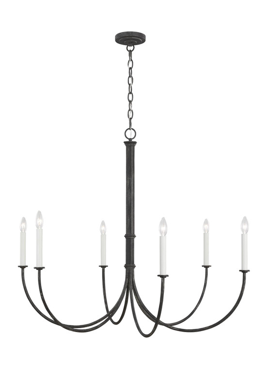 Visual Comfort Studio Chapman & Myers Champlain French Country 6 Light Chandelier in Iron Oxide VCS-CC1156IO