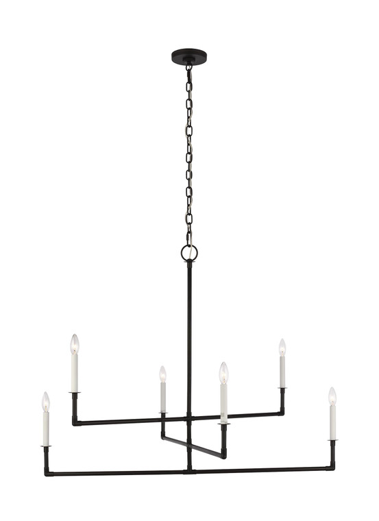 Visual Comfort Studio Chapman & Myers Bayview Contemporary/Modern 6 Light Chandelier in Aged Iron VCS-CC1356AI