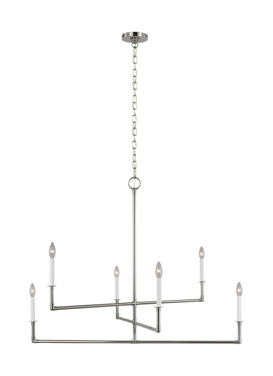 Visual Comfort Studio Chapman & Myers Bayview Contemporary/Modern 6 Light Chandelier in Polished Nickel VCS-CC1356PN