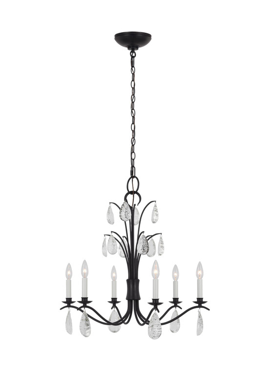 Visual Comfort Studio Chapman & Myers Shannon Traditional 6 Light Chandelier in Aged Iron VCS-CC1616AI