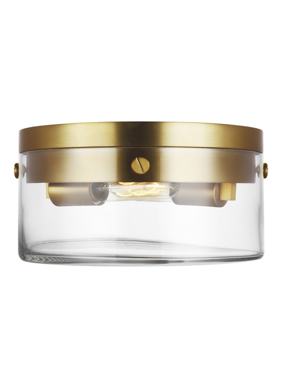 Visual Comfort Studio Chapman & Myers Garrett Modern 2 Light Ceiling Fixture in Burnished Brass VCS-CF1002BBS