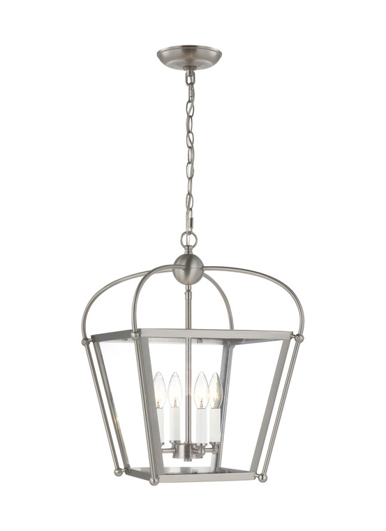 Visual Comfort Studio Chapman & Myers Charleston Traditional 4 Light Pendant in Brushed Nickel VCS-5191004EN-962