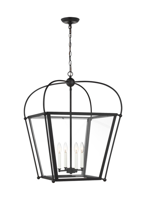 Visual Comfort Studio Chapman & Myers Charleston Traditional 4 Light Pendant in Midnight Black VCS-5291004EN-112