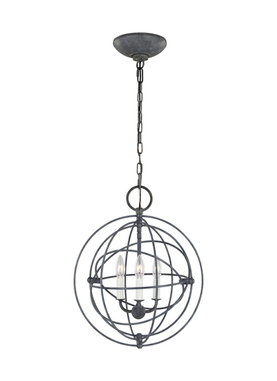 Visual Comfort Studio Chapman & Myers Bayberry Traditional 3 Light Pendant in Weathered Galvanized VCS-CP1263WGV
