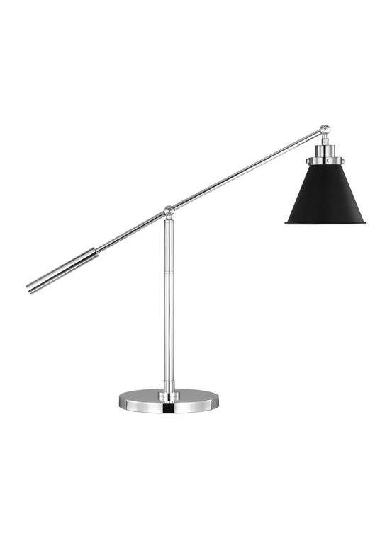 Visual Comfort Studio Chapman & Myers Wellfleet Transitional 1 Light Lamp in Midnight Black and Polished Nickel VCS-CT1091MBKPN1