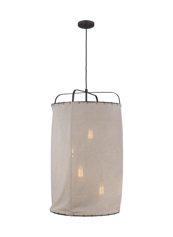 Visual Comfort Studio Ellen DeGeneres Dunne Rustic Modern 4 Light Pendant in Aged Iron VCS-EP1124AI