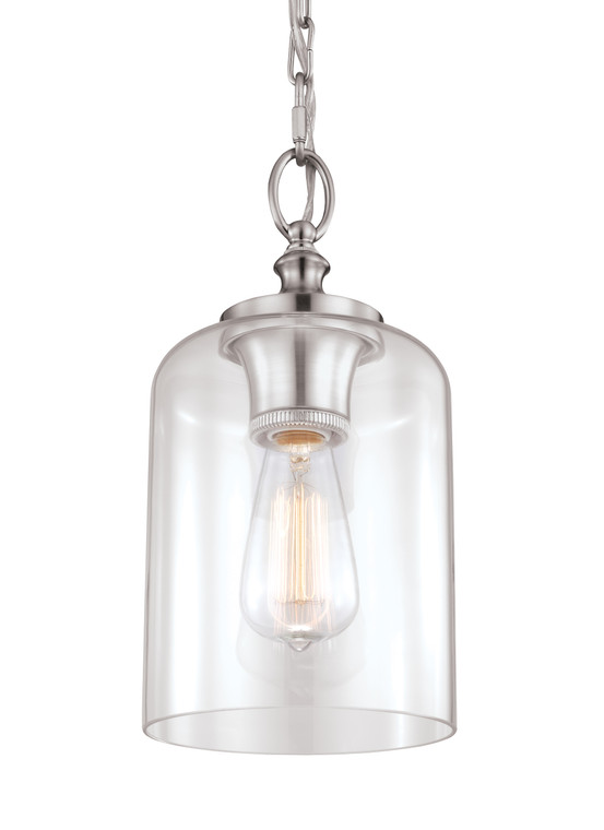 Visual Comfort Studio Sean Lavin Hounslow Period Inspired 1 Light Pendant in Brushed Steel VCS-P1310BS