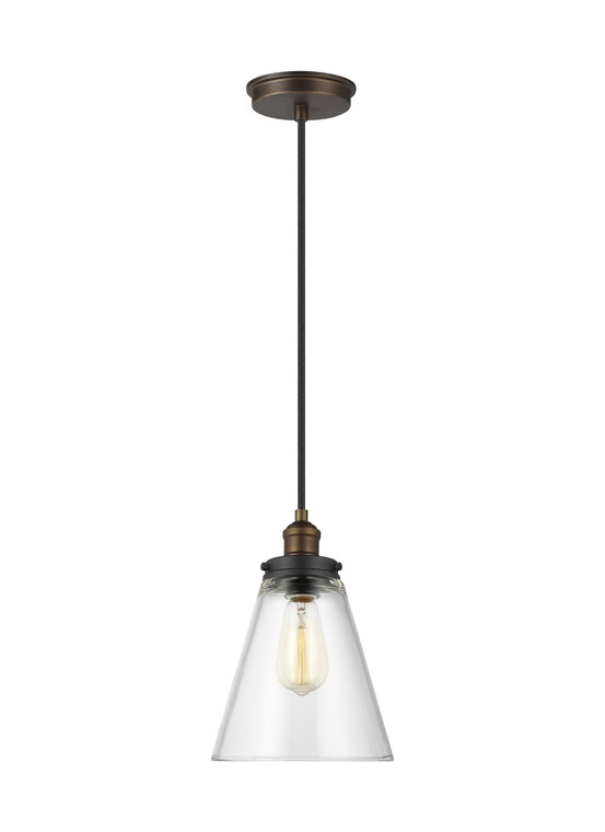 Visual Comfort Studio Sean Lavin Baskin Modern 1 Light Pendant in Painted Aged Brass / Dark Weathered Zinc VCS-P1347PAGB/DWZ