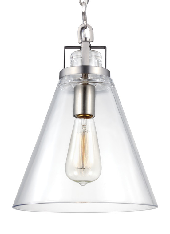 Visual Comfort Studio Sean Lavin Frontage Modern 1 Light Pendant in Satin Nickel VCS-P1370SN