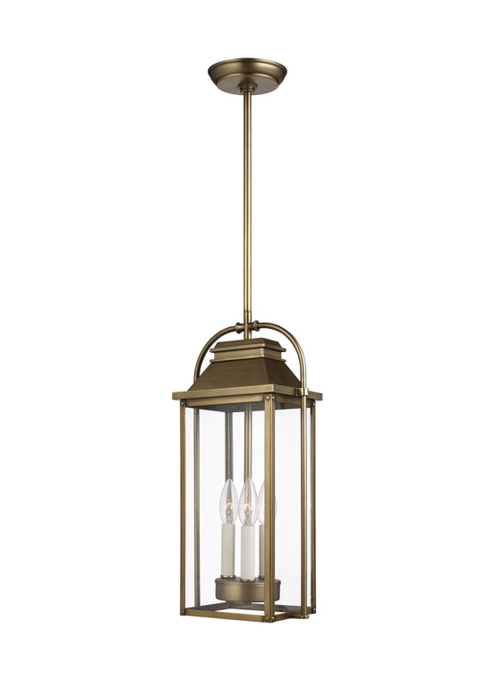 Visual Comfort Studio Sean Lavin Wellsworth Transitional 3 Light Outdoor Fixture in Painted Distressed Brass VCS-OL13209PDB