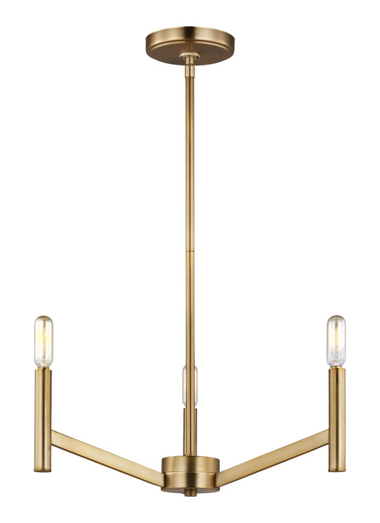 Visual Comfort Studio - Studio Collection Vector Modern 3 Light Chandelier in Satin Brass VCS-3124303EN-848