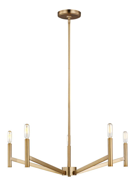 Visual Comfort Studio - Studio Collection Vector Modern 5 Light Chandelier in Satin Brass VCS-3124305EN-848