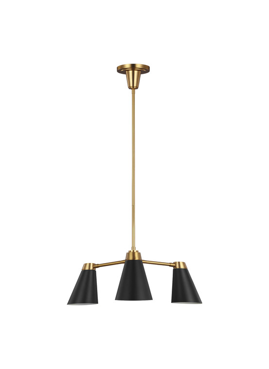 Visual Comfort Studio Thomas O'Brien Signoret Transitional 3 Light Chandelier in Burnished Brass VCS-TC1093BBS