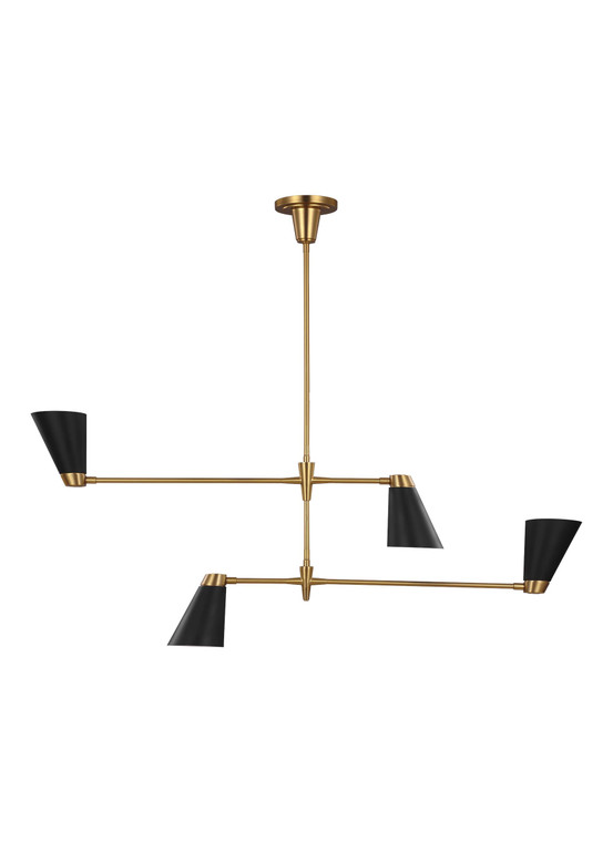 Visual Comfort Studio Thomas O'Brien Signoret Transitional 4 Light Chandelier in Burnished Brass VCS-TC1104BBS
