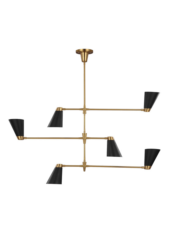 Visual Comfort Studio Thomas O'Brien Signoret Transitional 6 Light Chandelier in Burnished Brass VCS-TC1116BBS