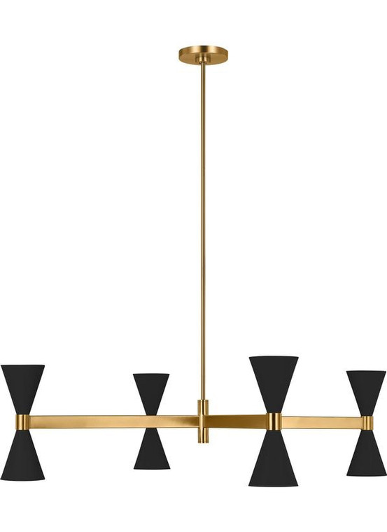 Visual Comfort Studio AERIN Albertine Mid-Century Modern Extra Large Chandelier in Midnight Black / Burnished Brass AEC1078MBK