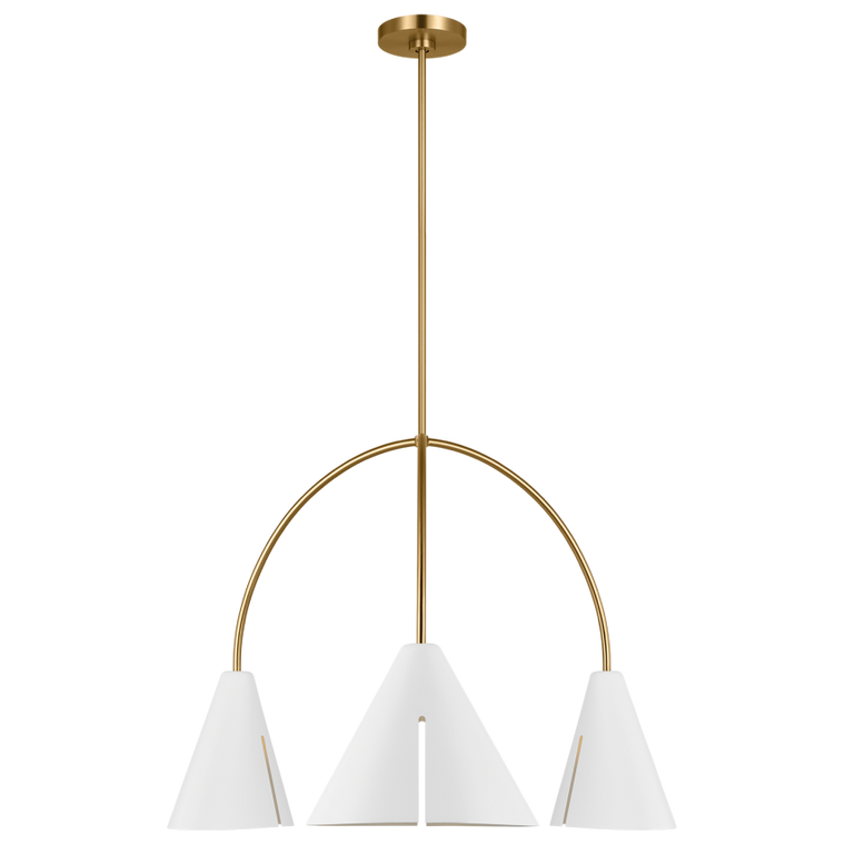 Visual Comfort Studio Kelly Wearstler Cambre Modern Large Chandelier in Matte White and Burnished Brass KC1113MWTBBS-L1