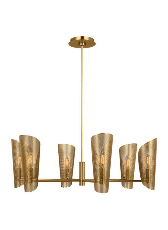 Visual Comfort Studio Christiane Lemieux Plivot Casual Large Chandelier in Burnished Brass LXC1056BBS