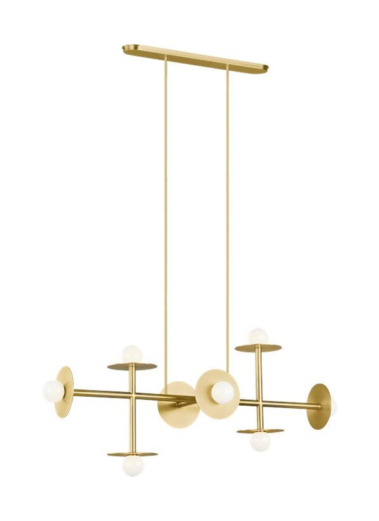 Visual Comfort Studio Kelly Wearstler Nodes Contemporary Large Linear Chandelier in Burnished Brass KC1008BBS