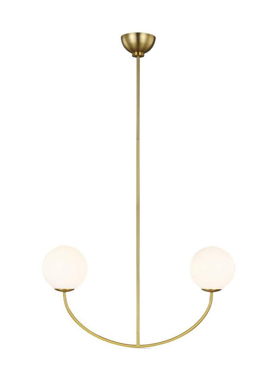 Visual Comfort Studio AERIN Galassia  Two Light Linear Chandelier in Burnished Brass AEC1042BBS