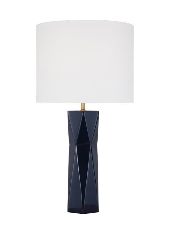 Visual Comfort Studio Drew & Jonathan Fernwood Modern Medium Table Lamp in Gloss Navy DJT1061GNV1