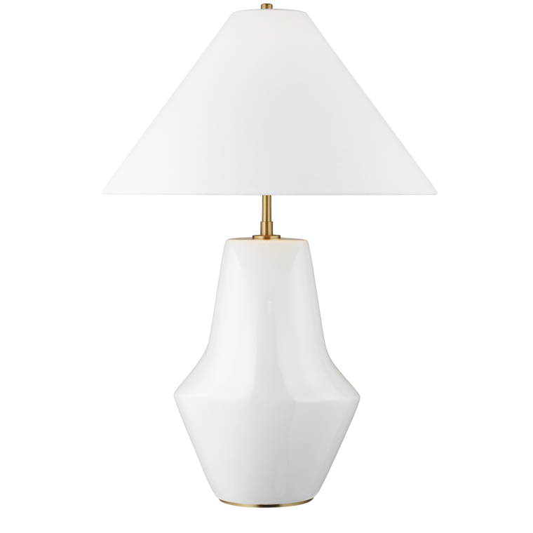 Visual Comfort Studio Kelly Wearstler Contour  Short Table Lamp in Arctic White / Burnished Brass KT1221ARC1
